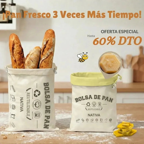 Bolsas de Pan Premium de Algodón 100% y Cera de Abeja