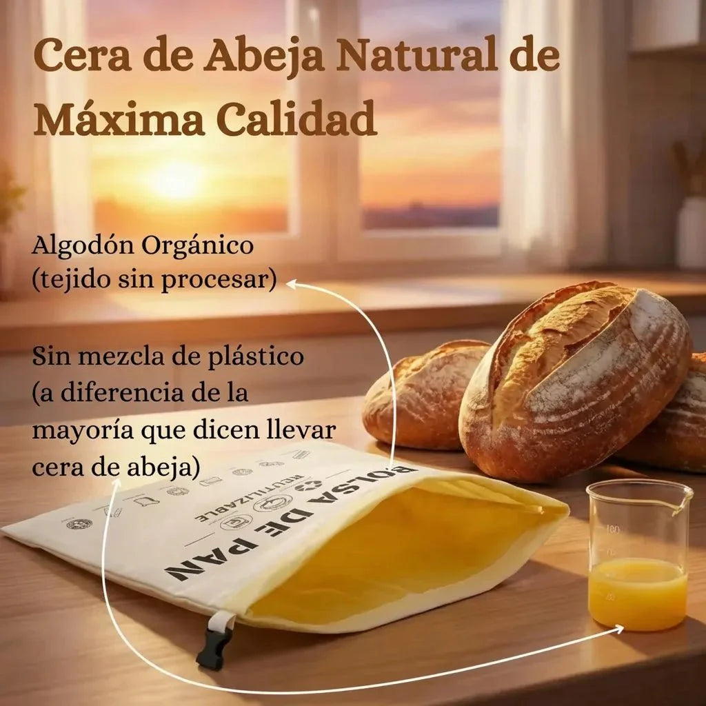 Bolsas de Pan Premium de Algodón 100% y Cera de Abeja